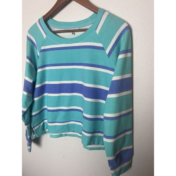 Wildfox Blue Striped Sweatshirt & Short Lounge Set Women’s Size Large - Picture 4 of 10
